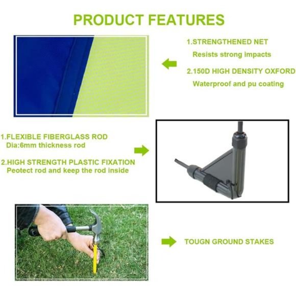 Pop up Soccer Net Soccer Goal for Kid Set of 2 Portable 210D Oxford w/ 8 Marker - Picture 6 of 6